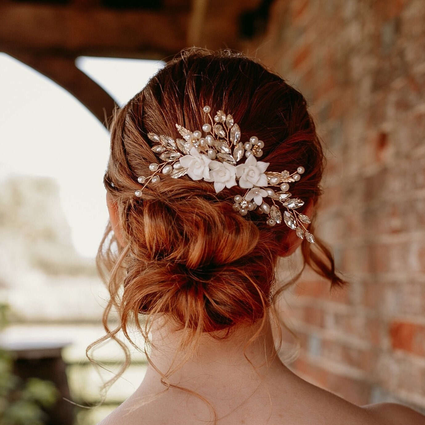 White bridal headpiece