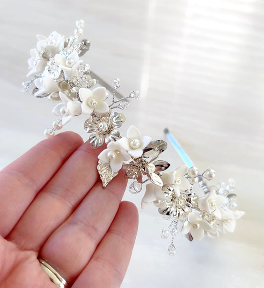 White porcelain bridal crown