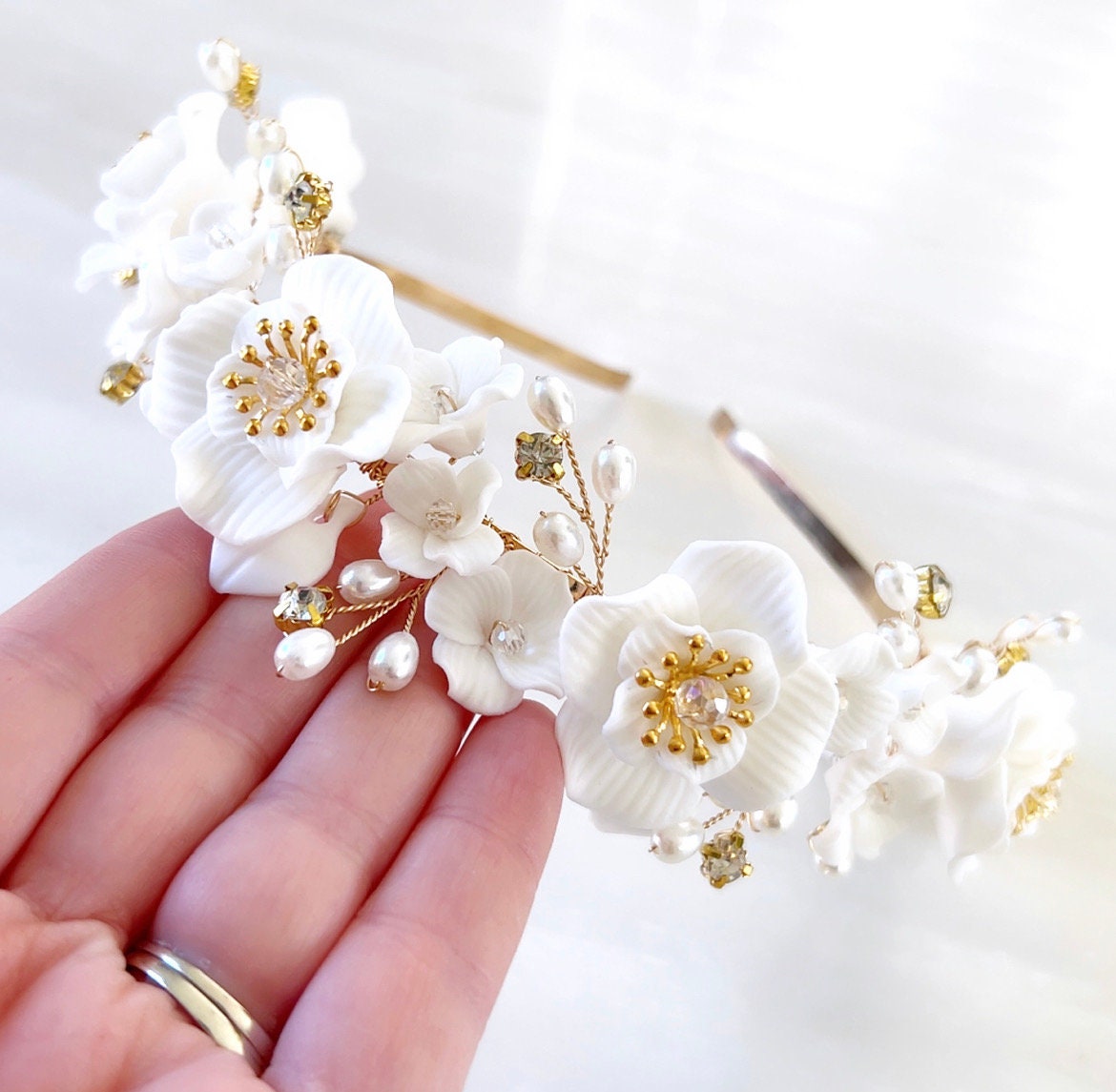 White porcelain flower crown