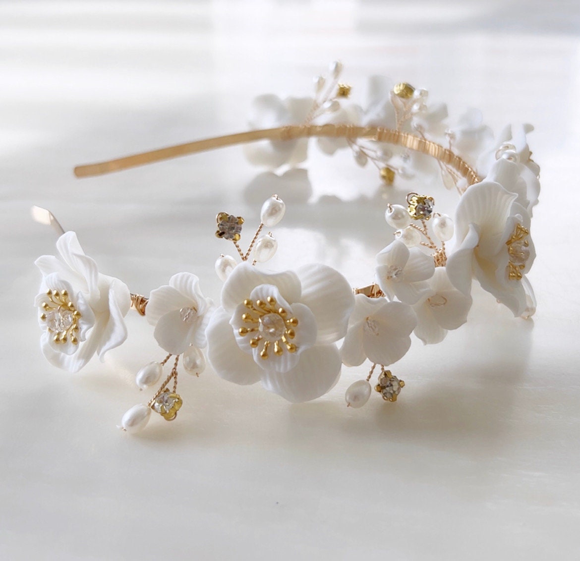 White porcelain flower crown