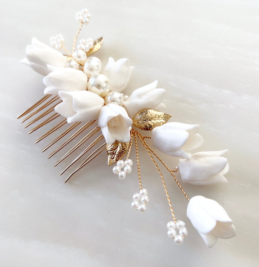 White flower bridal headpiece