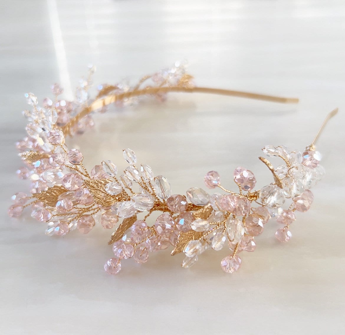 Pink and gold headpiece