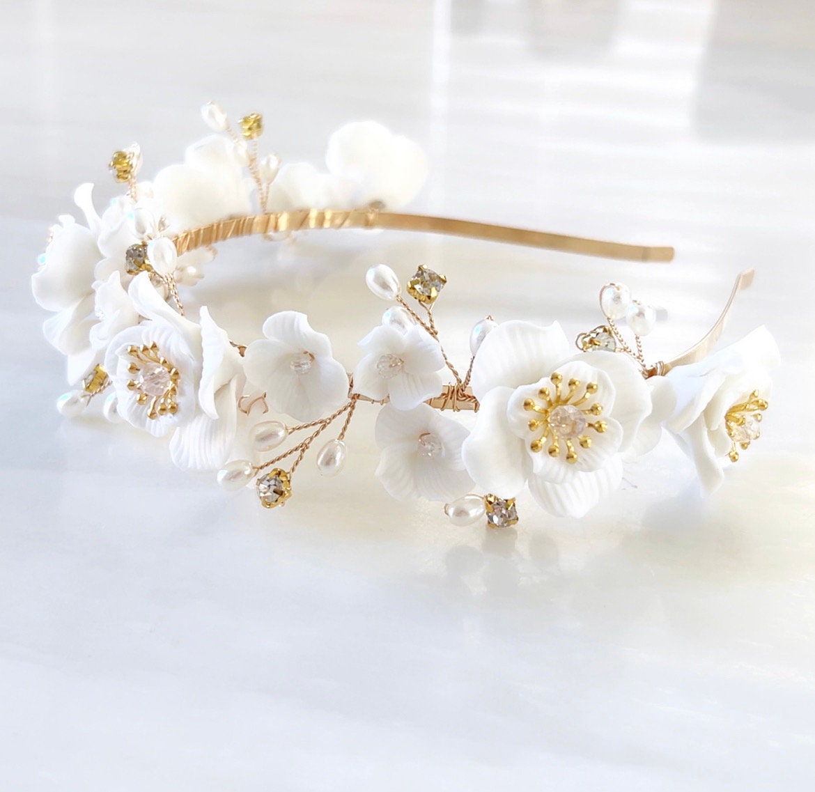 White porcelain flower crown