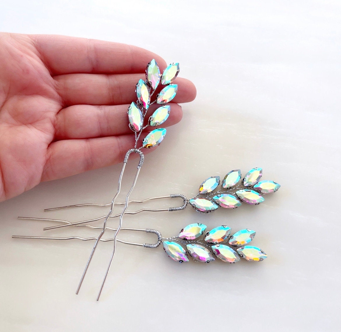 Ab crystal hair pins