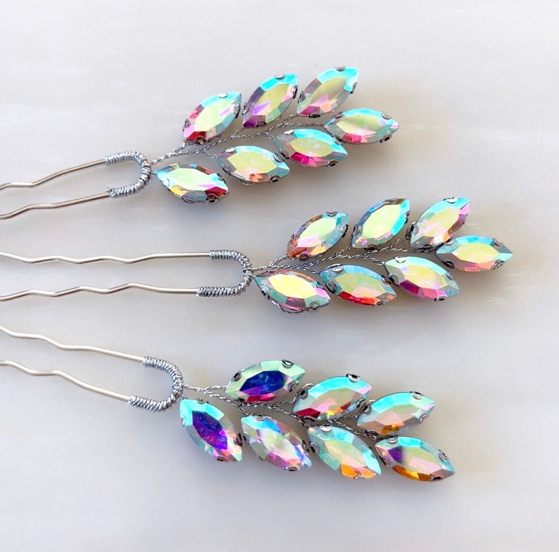 Ab crystal hair pins