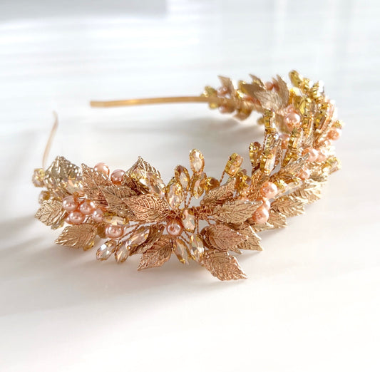 Gold leaf bohemian bridal headband