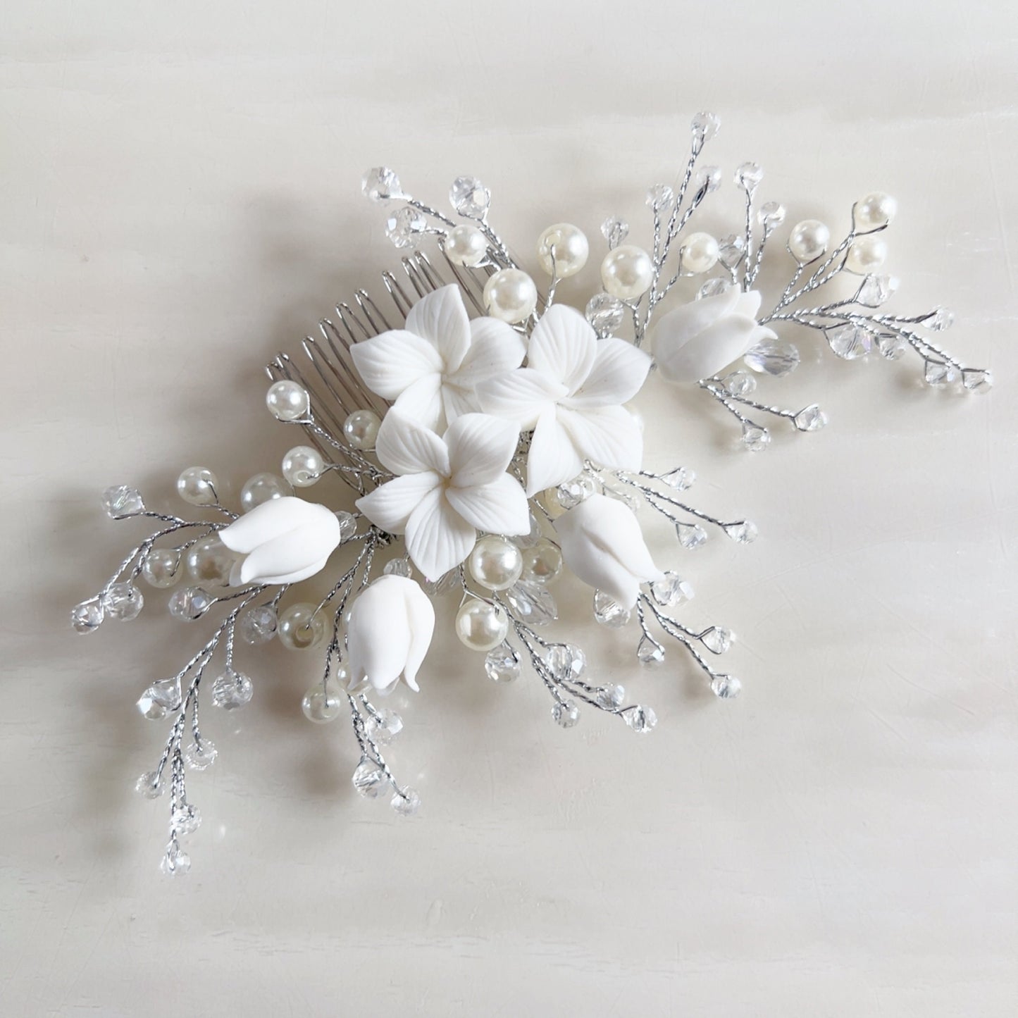 White bridal headpiece