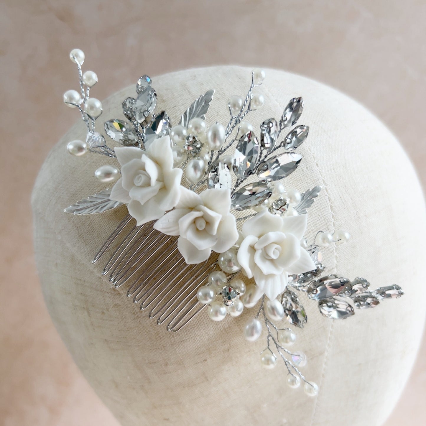 White bridal headpiece