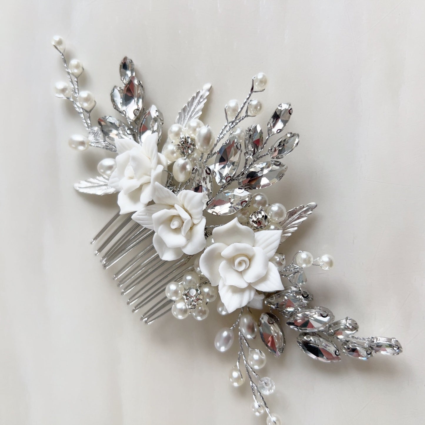 White bridal headpiece