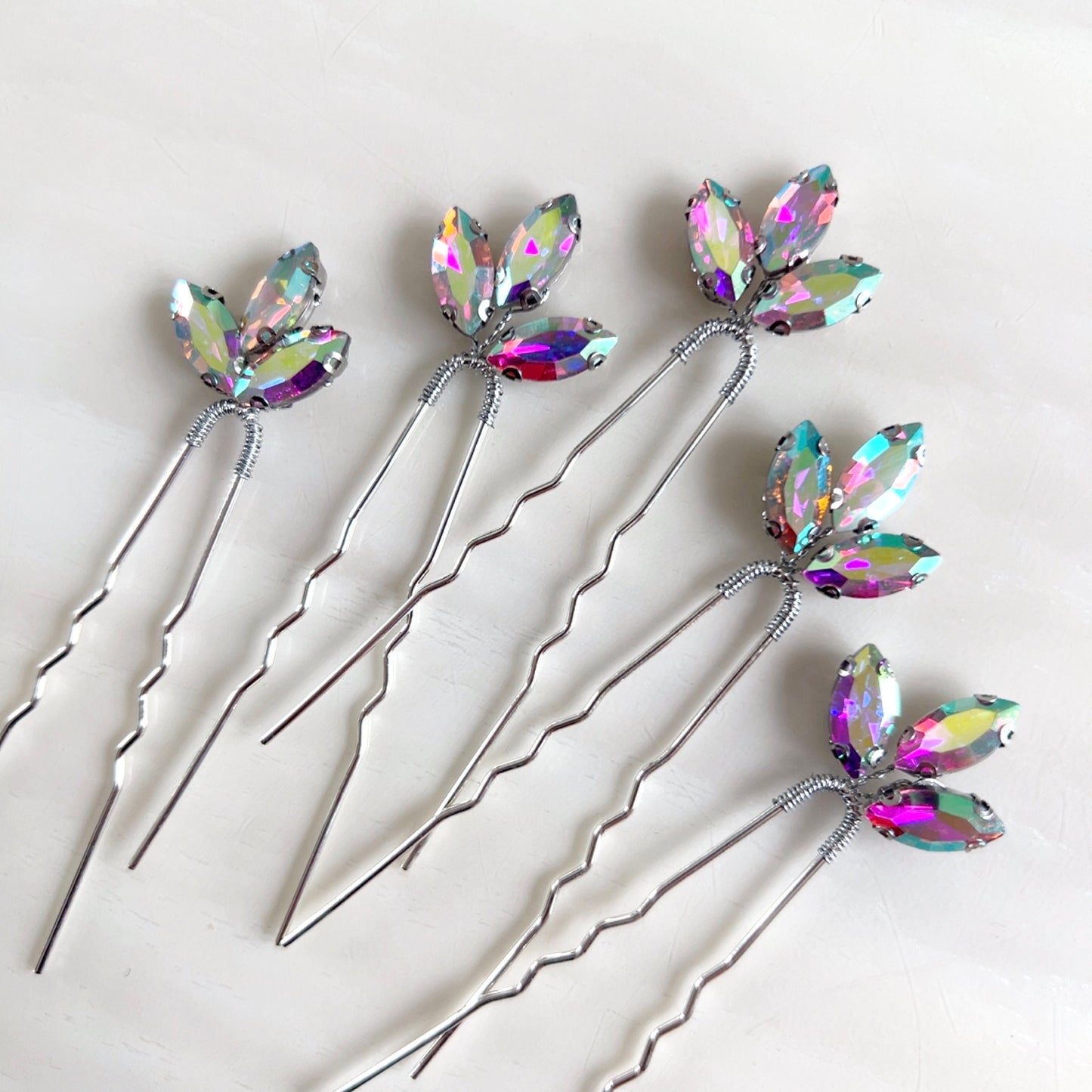 Ab crystal bridal hair pins