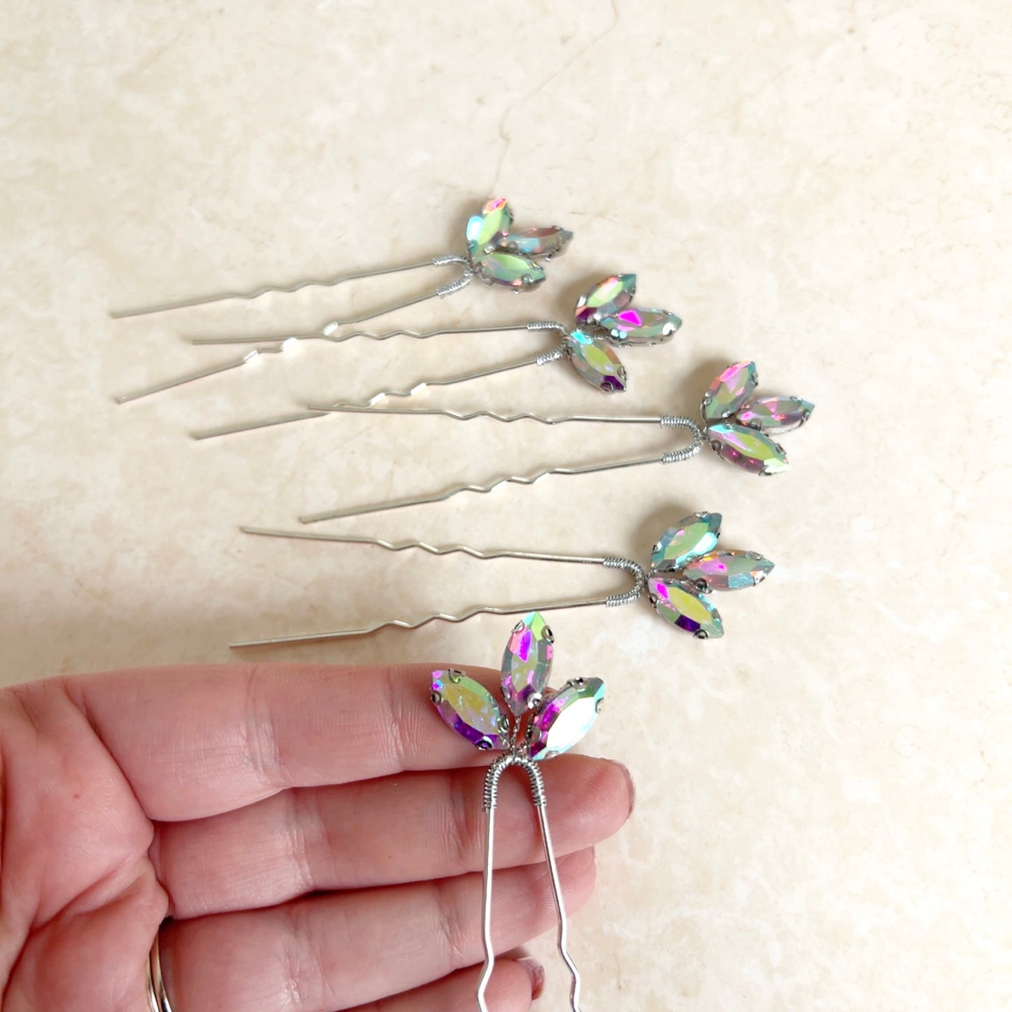 Ab crystal bridal hair pins