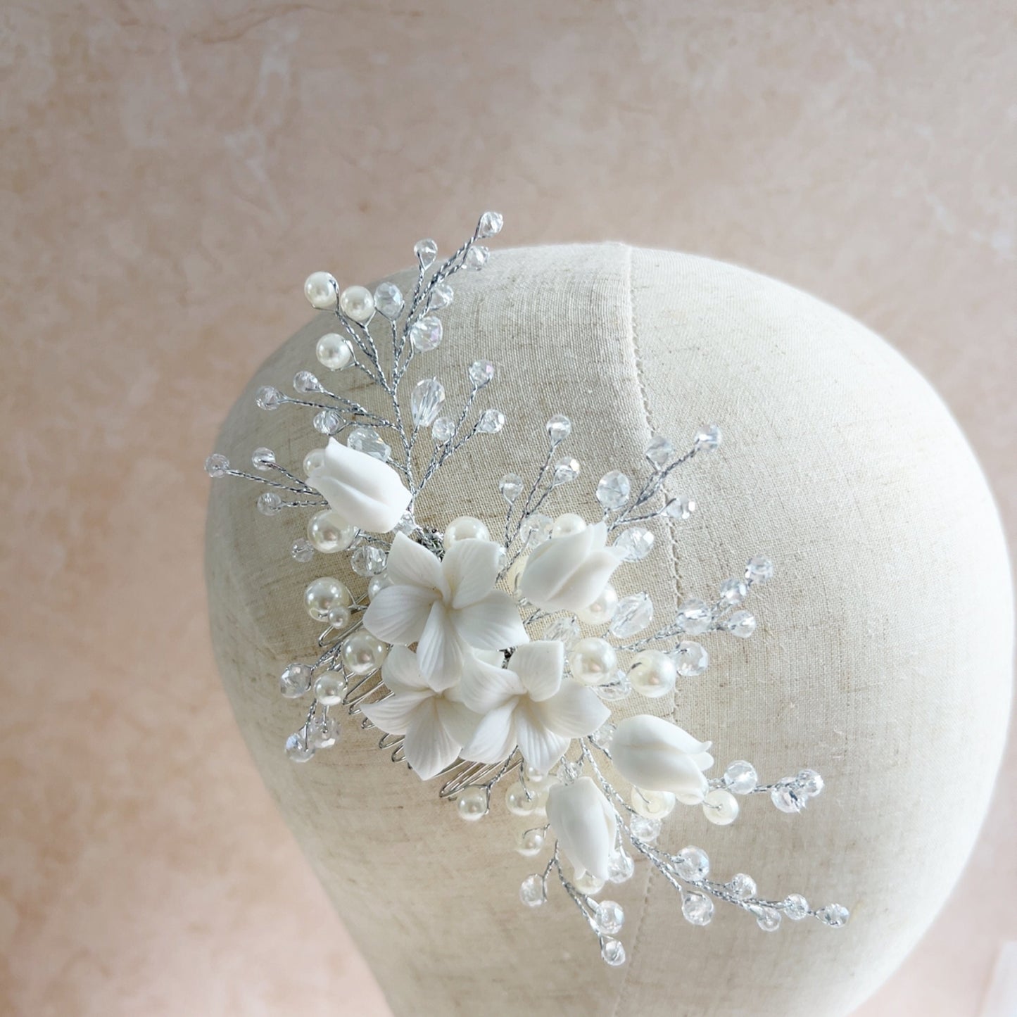 White bridal headpiece