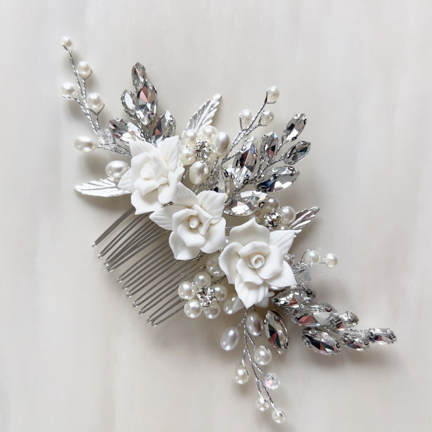 White bridal headpiece