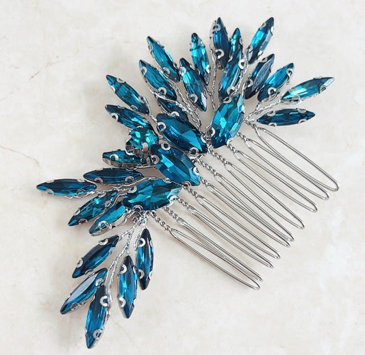 Turquoise crystal hair comb