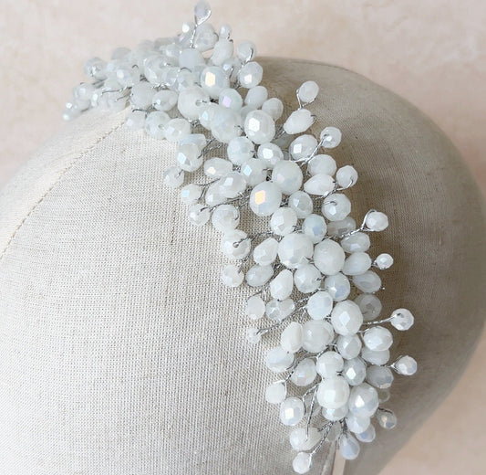 White crystal bridal headpiece