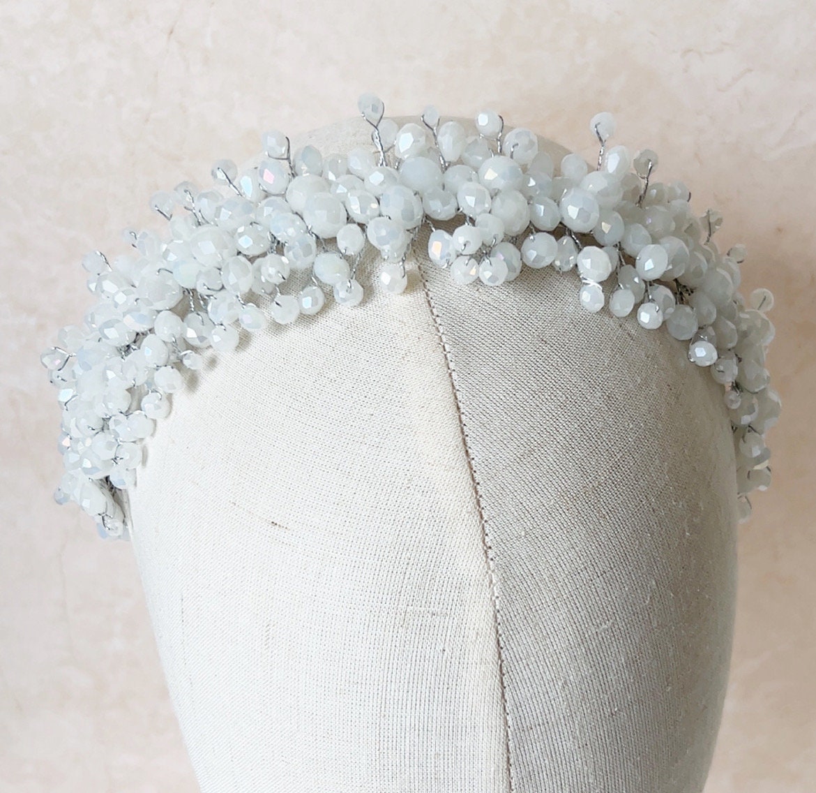 White crystal bridal headpiece