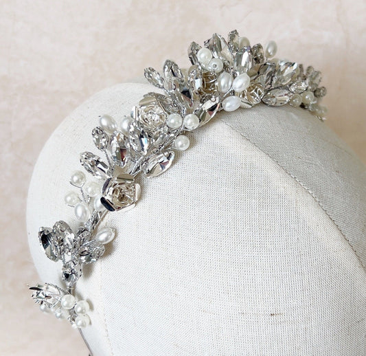 Silver Rose Bridal Crown