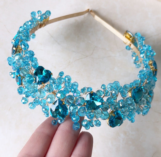 Vibrant blue crystal headband