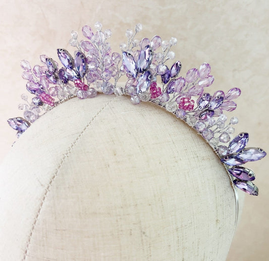 Lilac and pink crystal crown