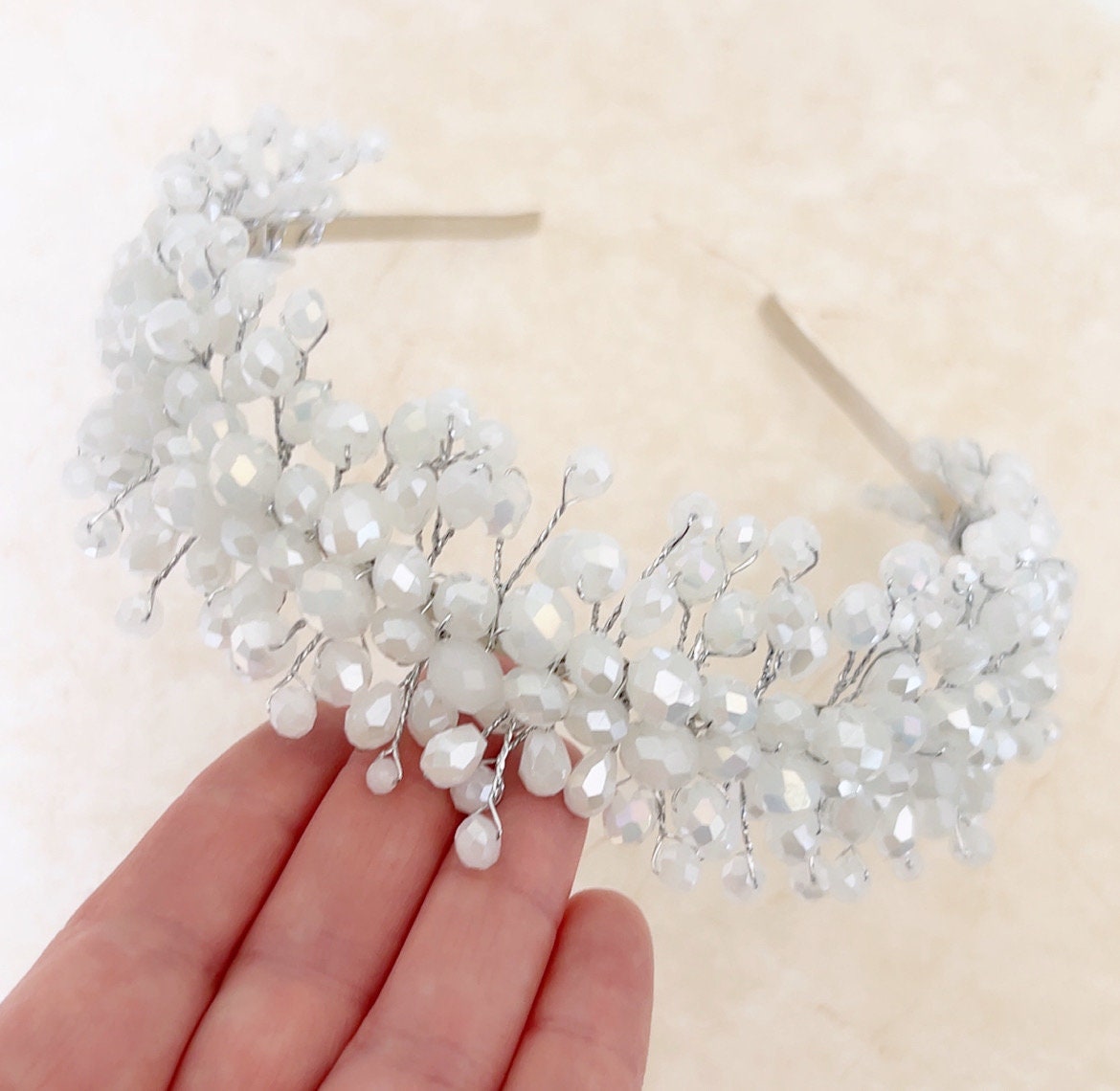 White crystal bridal headpiece