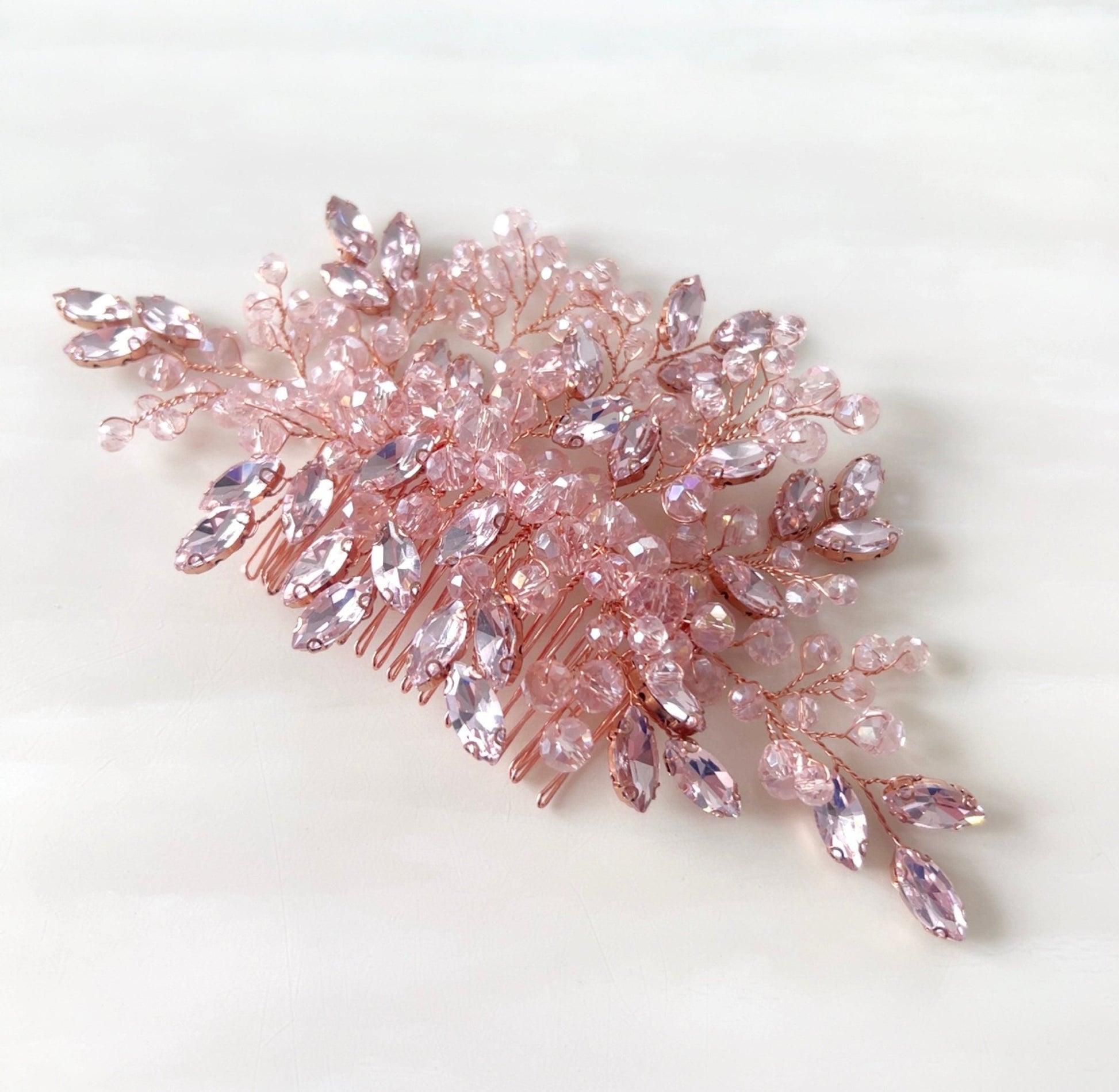 large pink crystal hair comb - Petal & Pearl