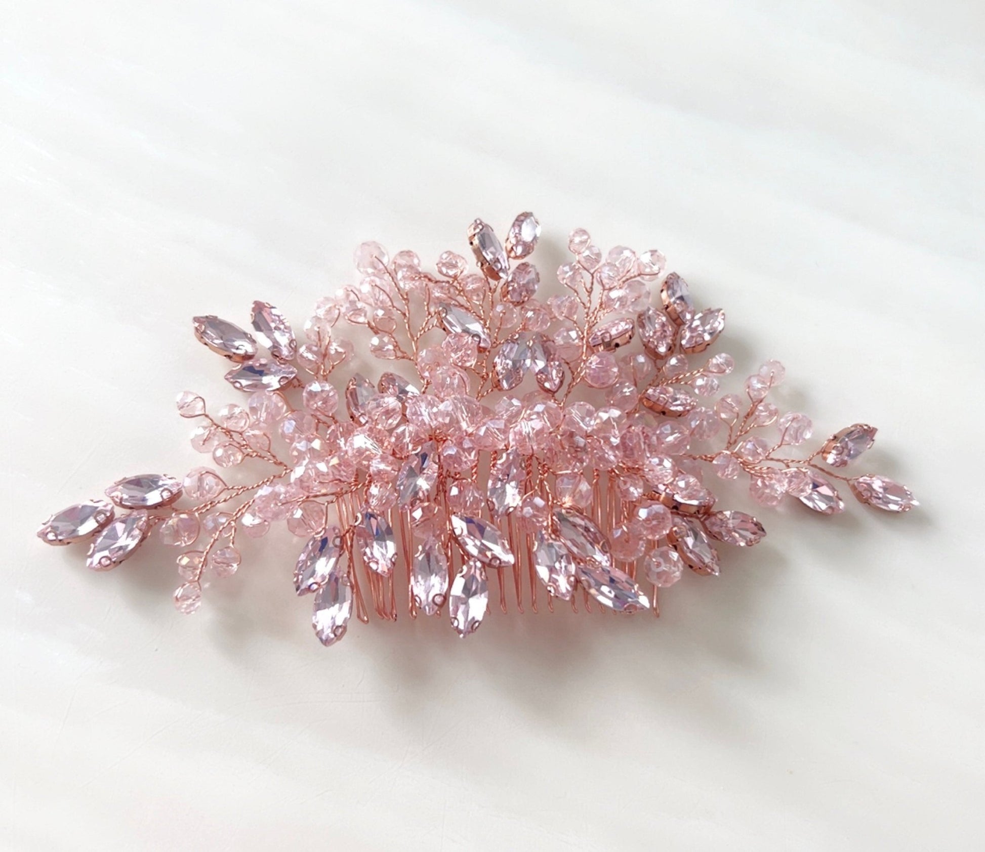 large pink crystal hair comb - Petal & Pearl