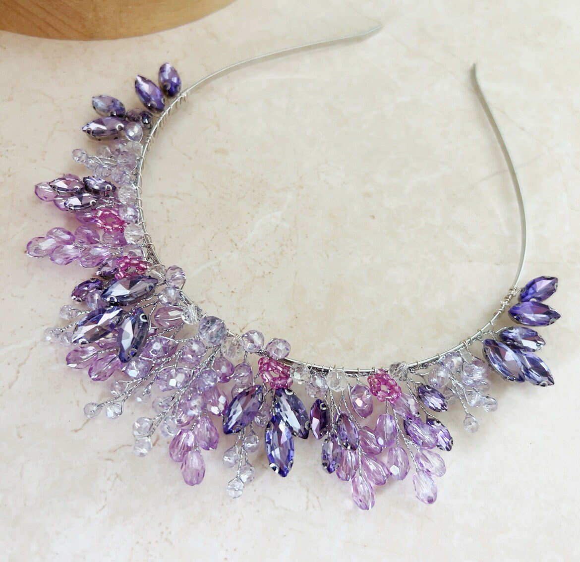 Lilac and pink crystal crown - Petal & Pearl