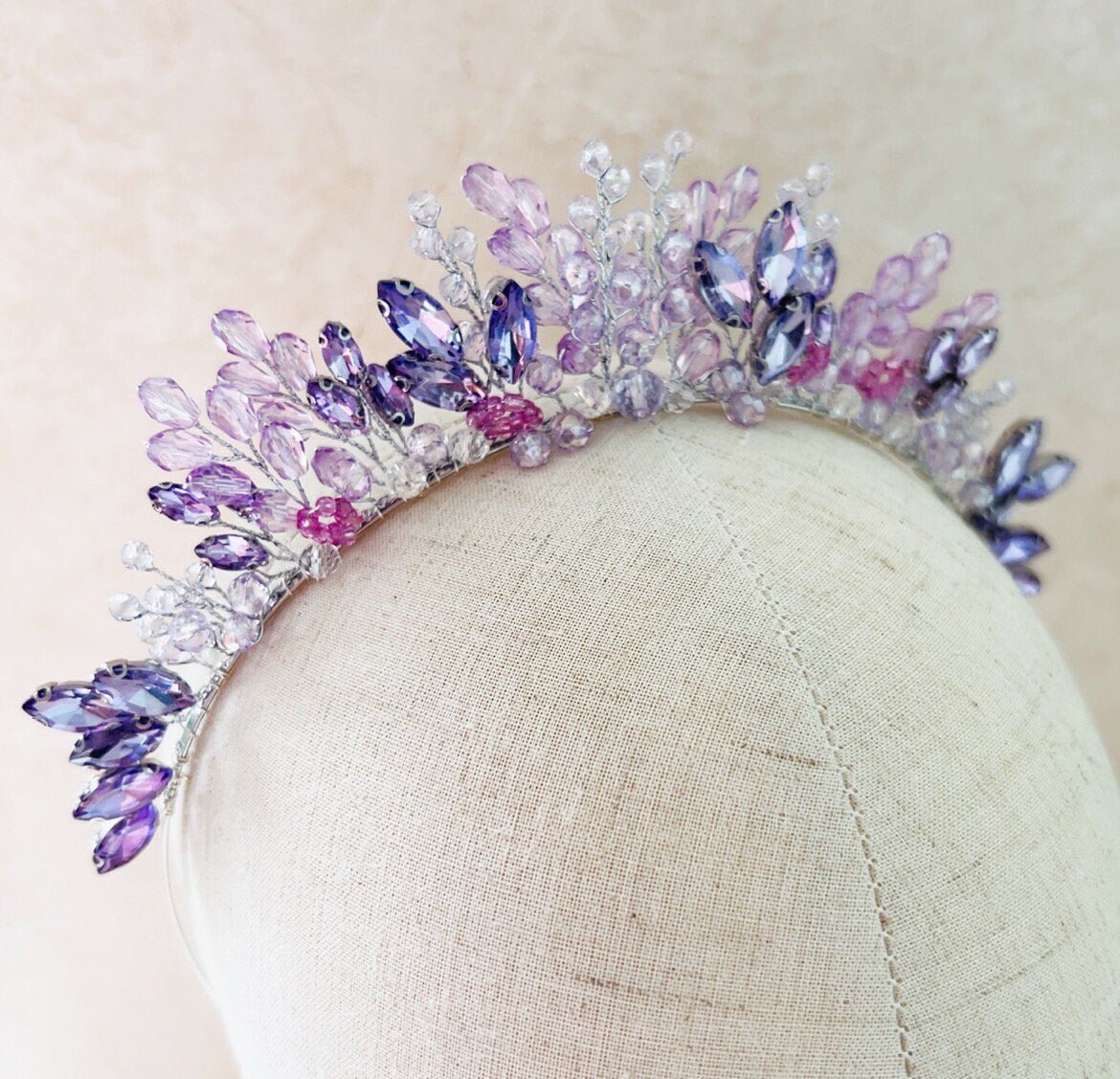 Lilac and pink crystal crown - Petal & Pearl