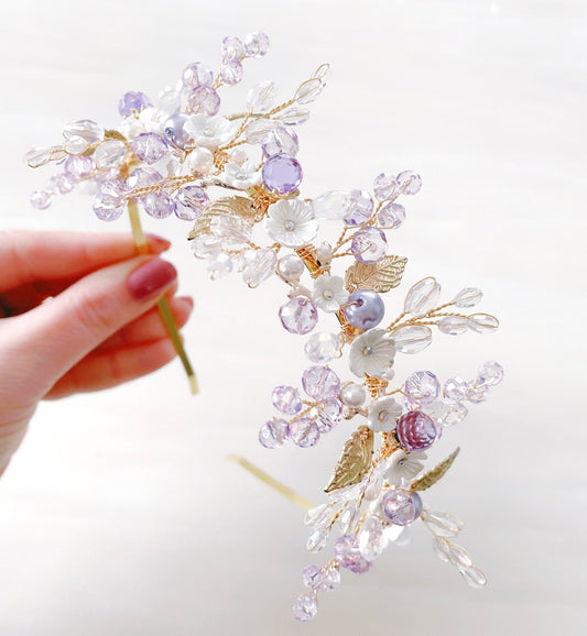Lilac Bridal headpiece - Petal & Pearl