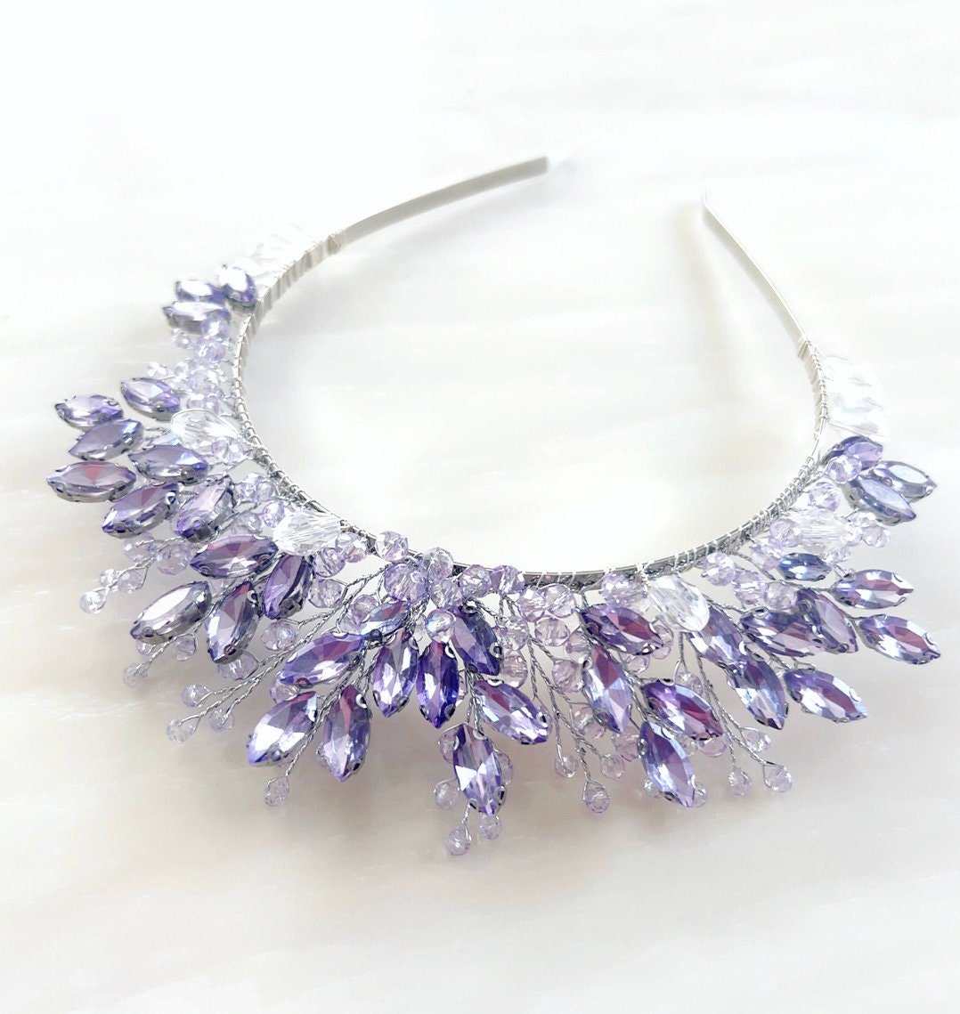 Lilac crystal bridal crown - Petal & Pearl