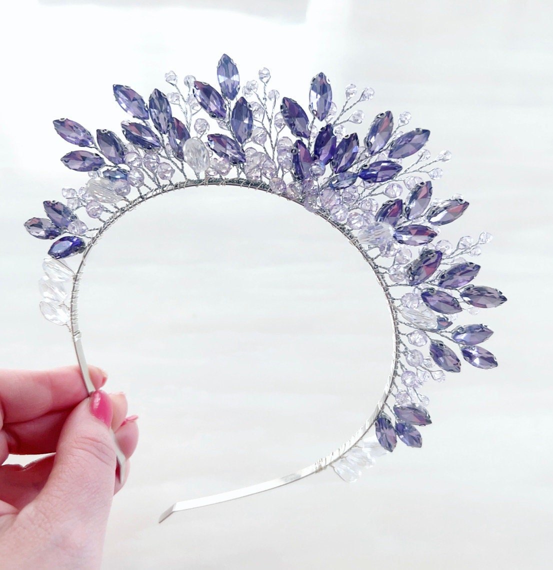 Lilac crystal bridal crown - Petal & Pearl