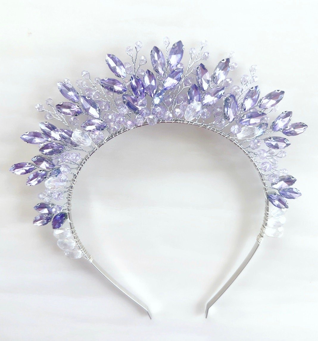 Lilac crystal bridal crown - Petal & Pearl