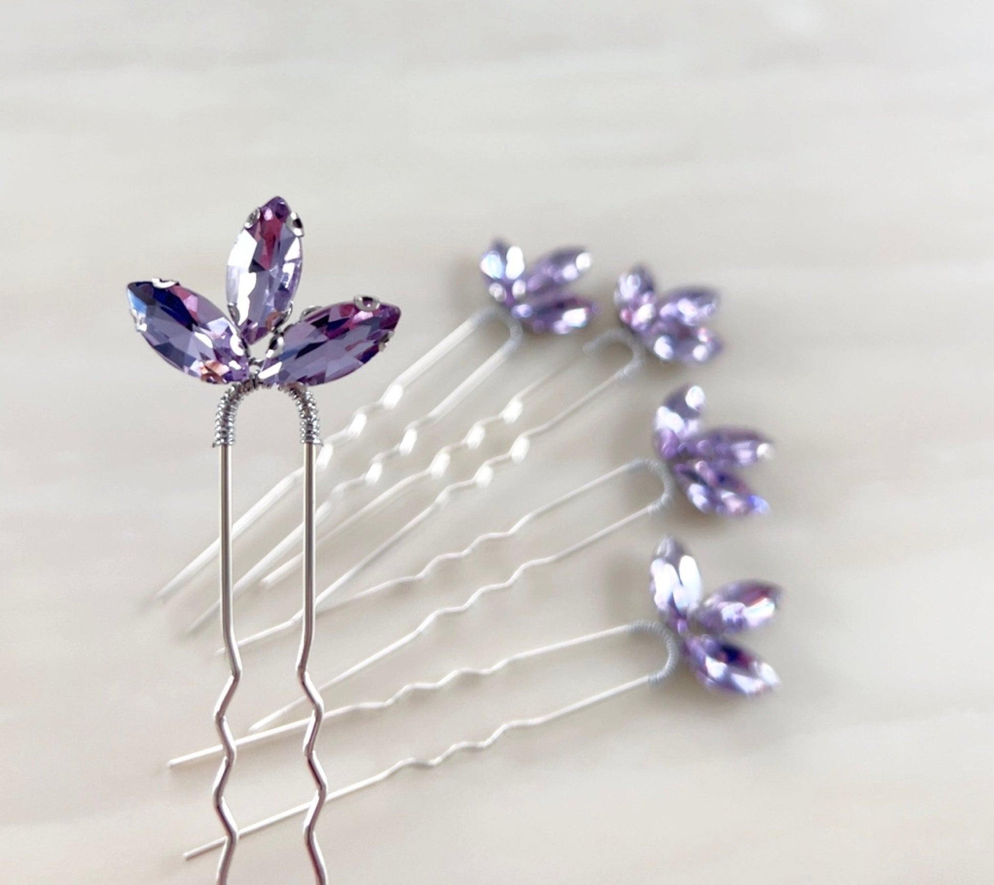 Lilac crystal hair pins - Petal & Pearl