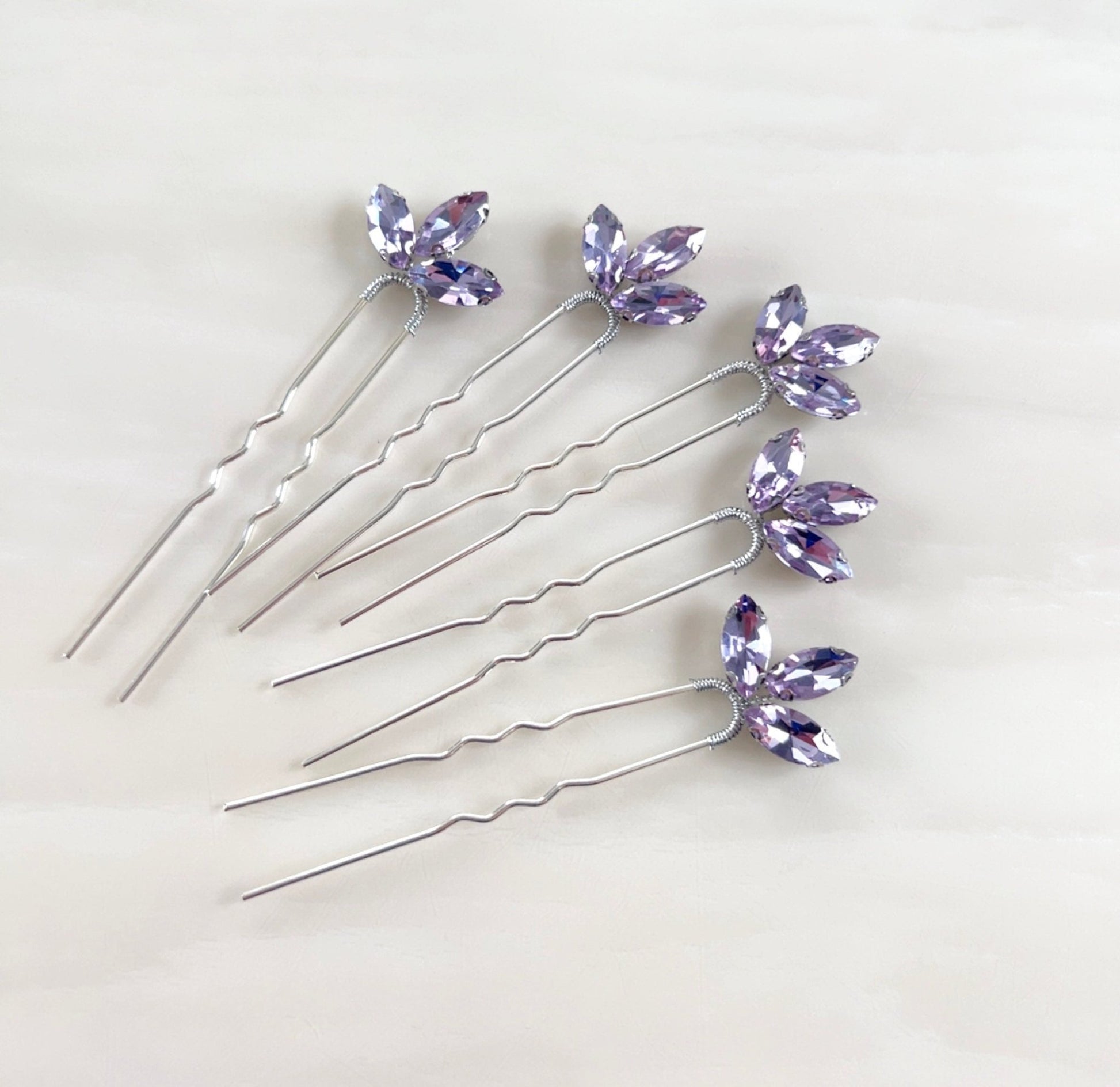 Lilac crystal hair pins - Petal & Pearl