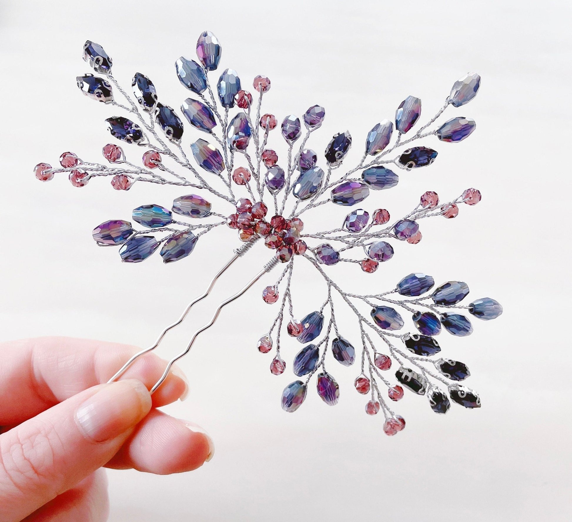 Mauve bridal hair pin - Petal & Pearl