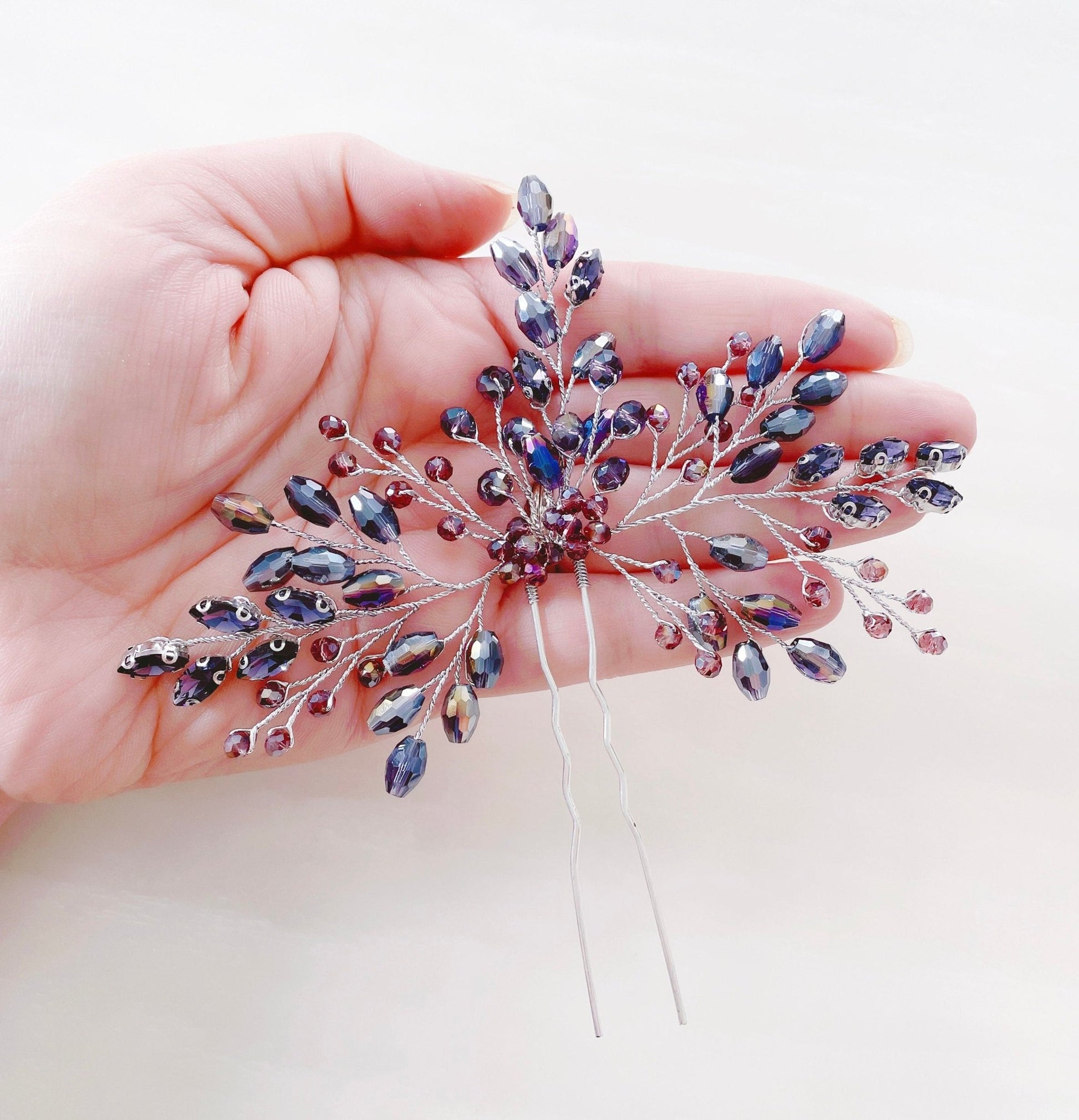 Mauve bridal hair pin - Petal & Pearl