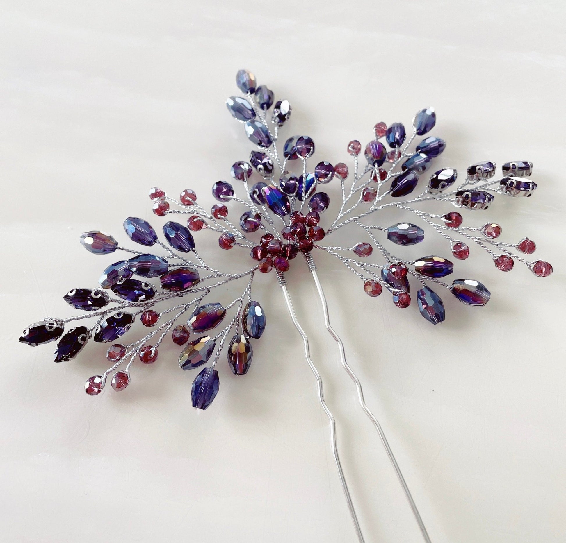 Mauve bridal hair pin - Petal & Pearl