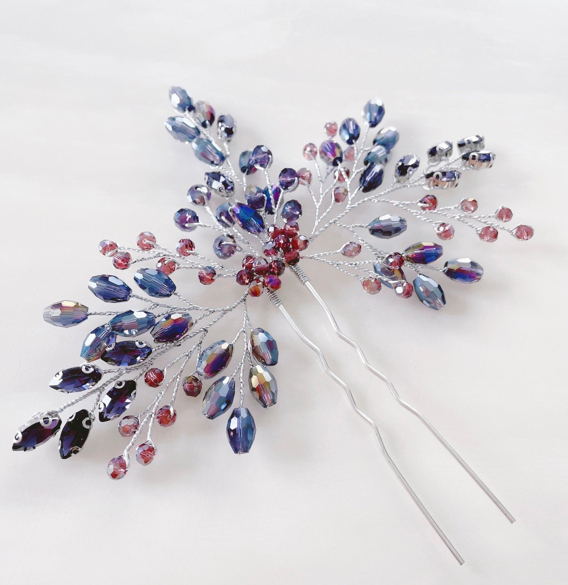 Mauve bridal hair pin - Petal & Pearl