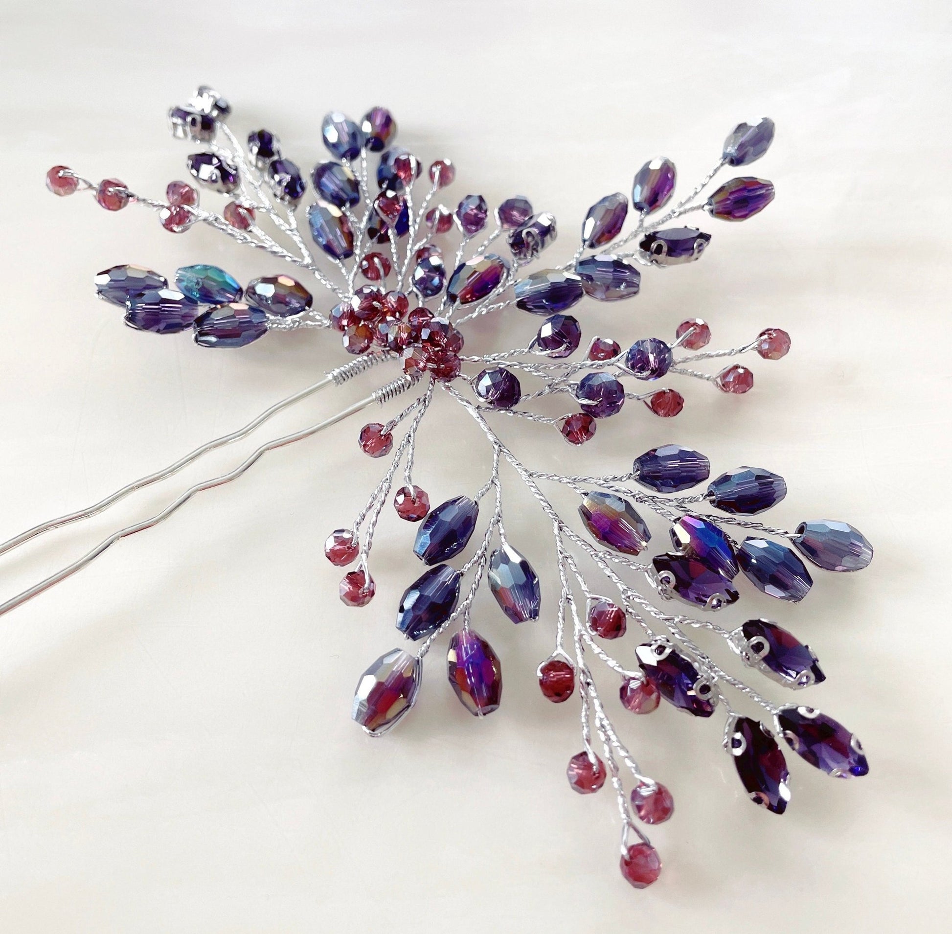 Mauve bridal hair pin - Petal & Pearl