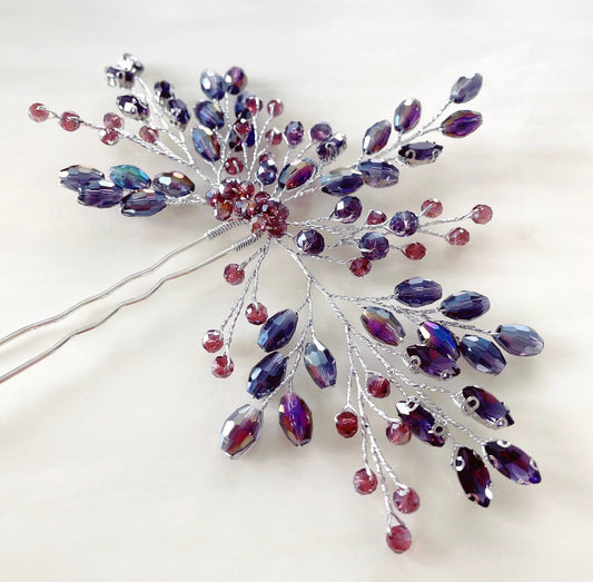 Mauve bridal hair pin - Petal & Pearl