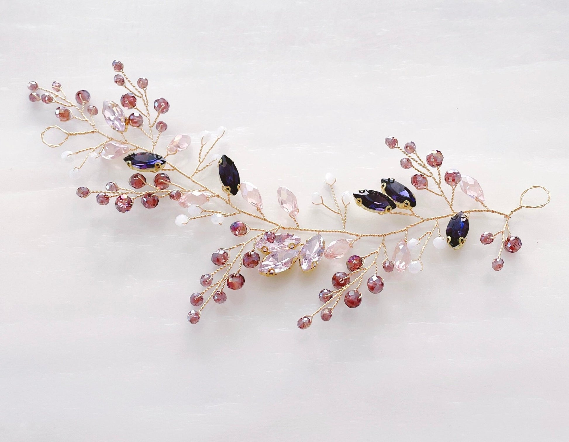 Mauve bridal hair vine - Petal & Pearl