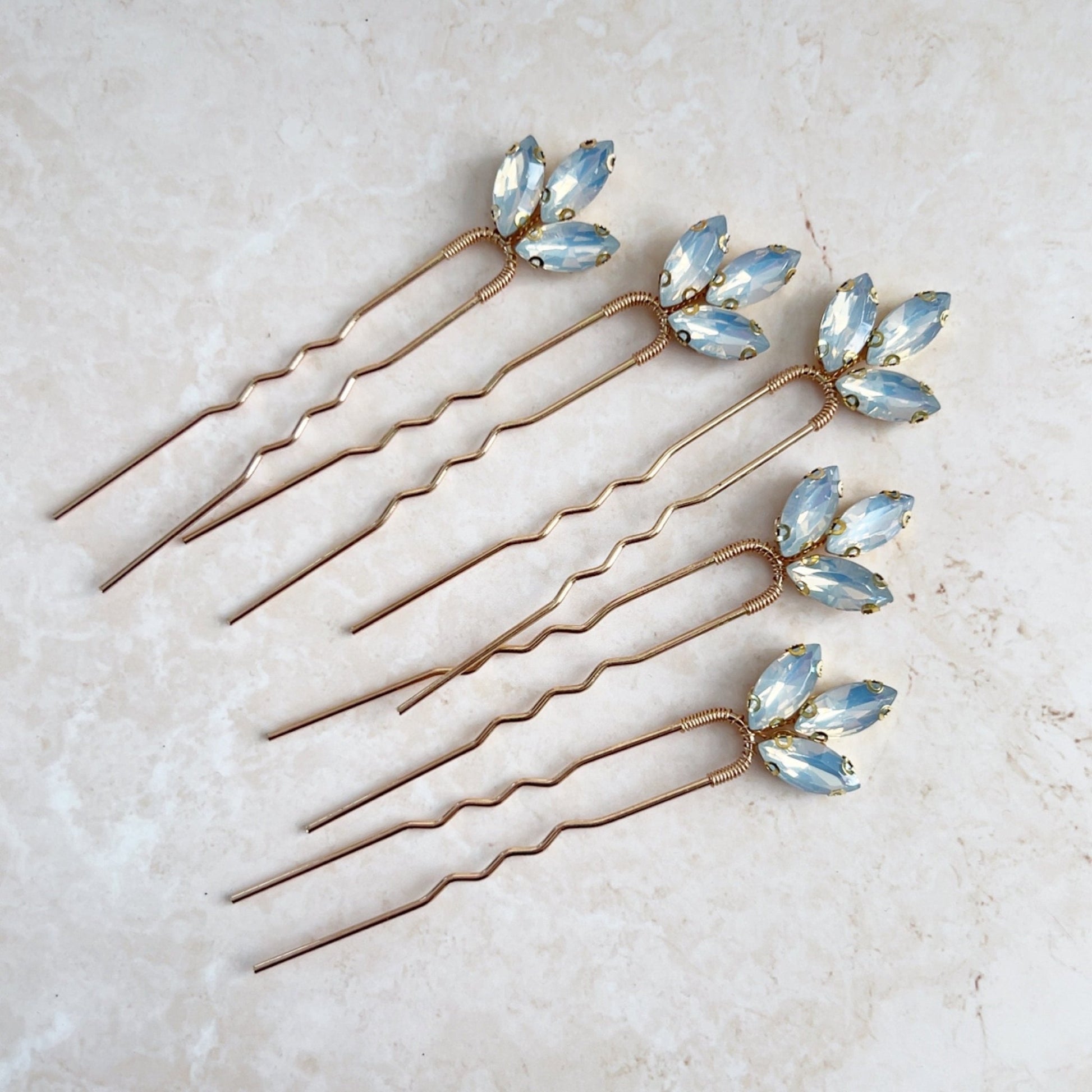 Opal crystal hair pins - Petal & Pearl