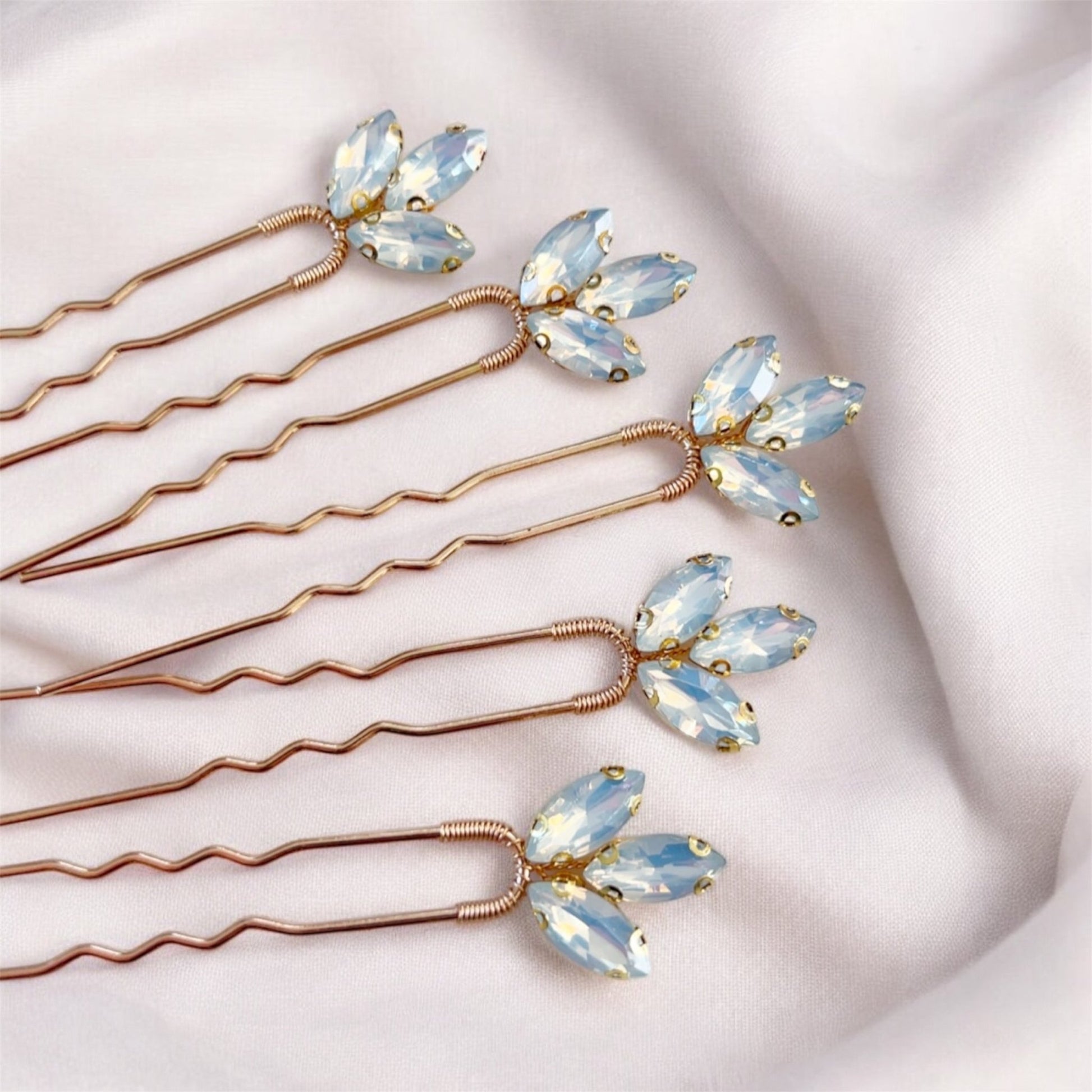 Opal crystal hair pins - Petal & Pearl