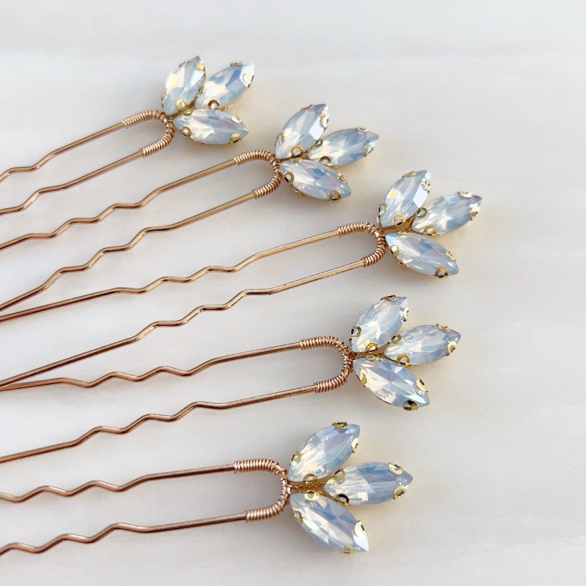 Opal crystal hair pins - Petal & Pearl