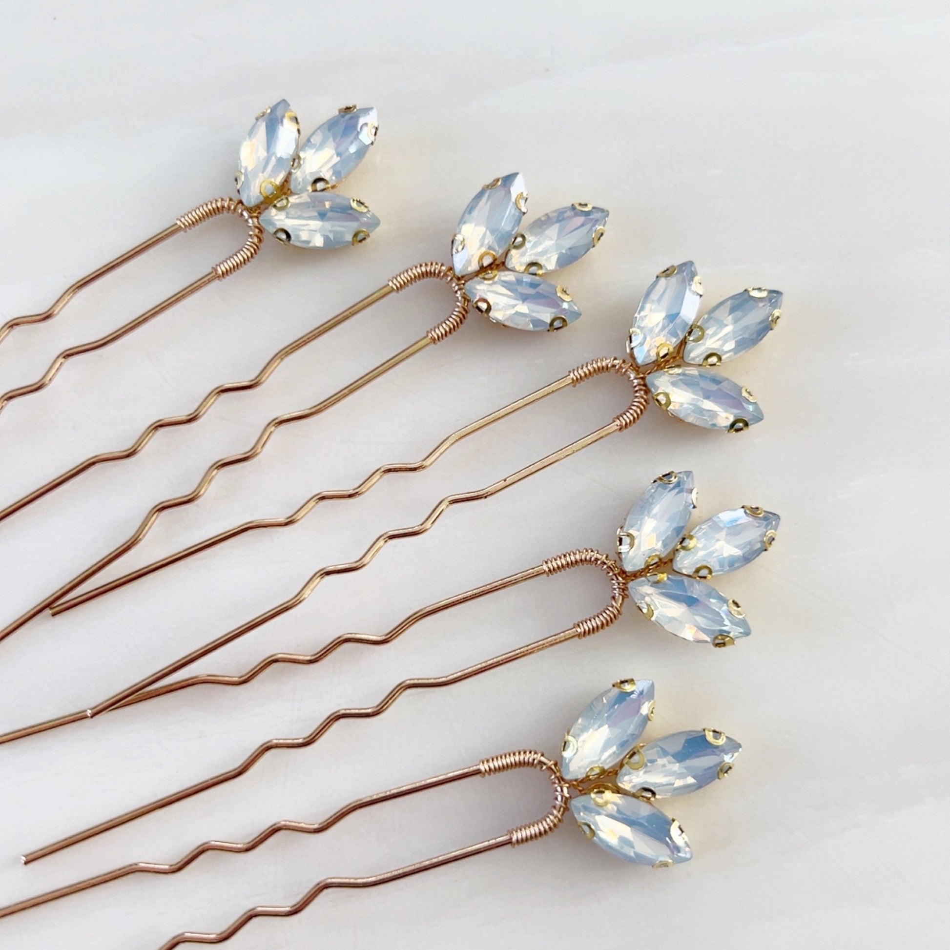 Opal crystal hair pins - Petal & Pearl