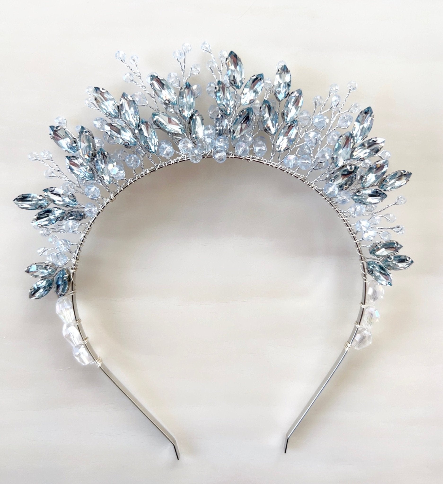 Pale blue bridal crown - Petal & Pearl