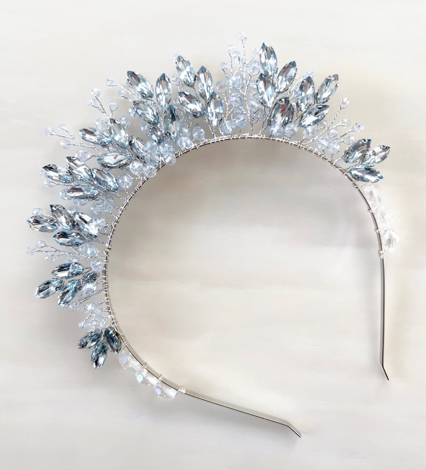 Pale blue bridal crown - Petal & Pearl