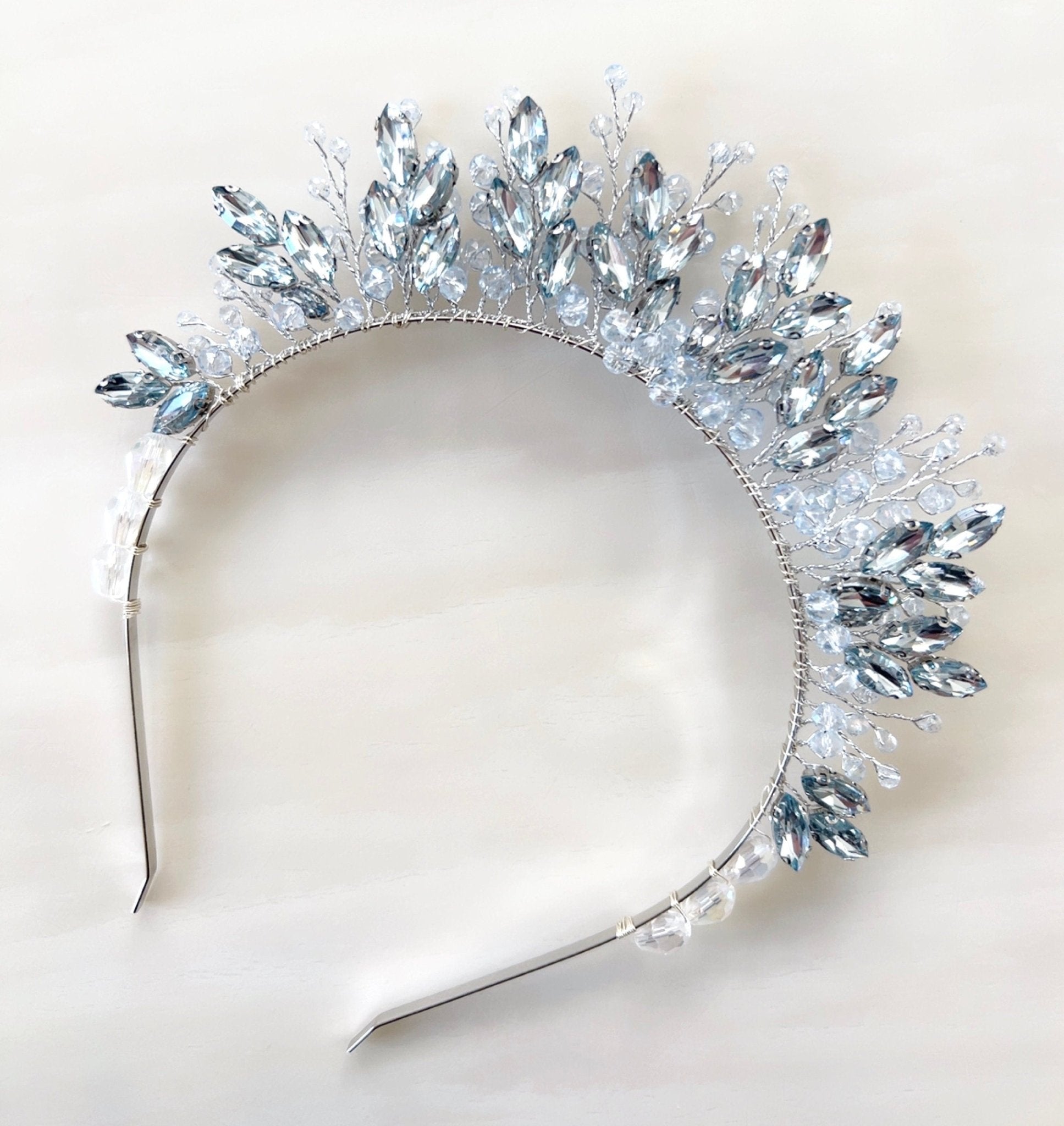 Pale blue bridal crown - Petal & Pearl