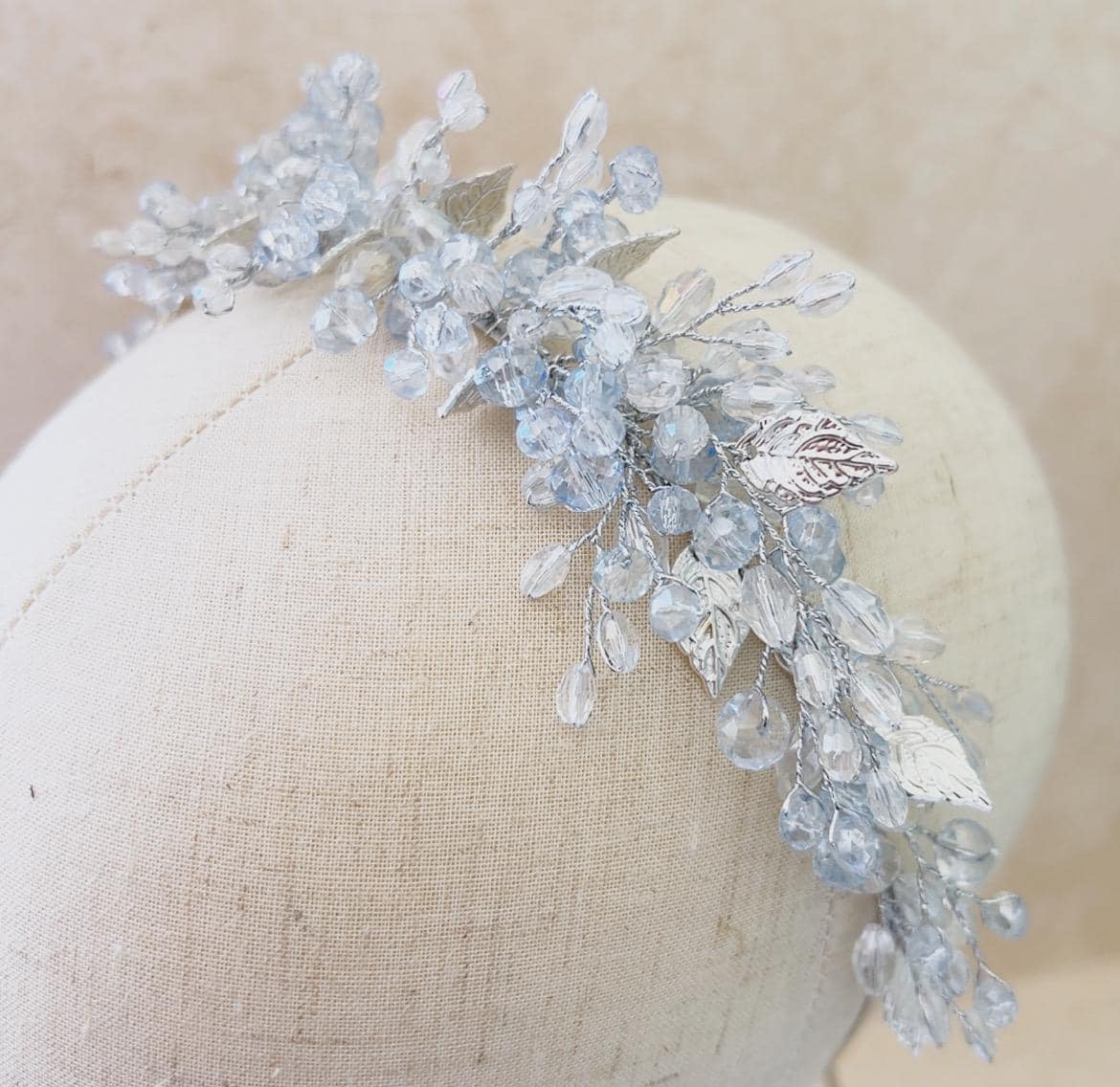 Pale Blue Bridal headpiece - Petal & Pearl