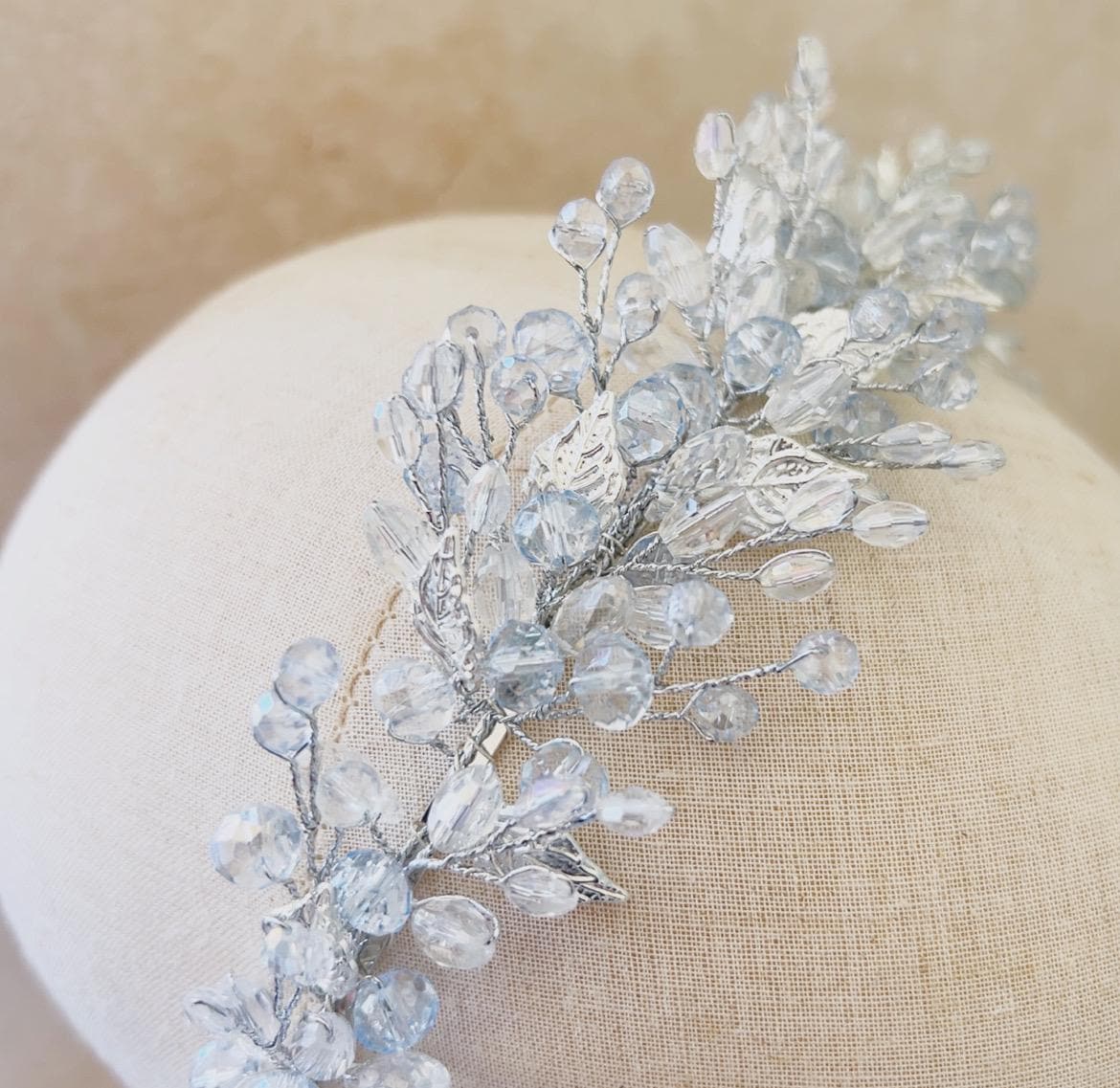 Pale Blue Bridal headpiece - Petal & Pearl